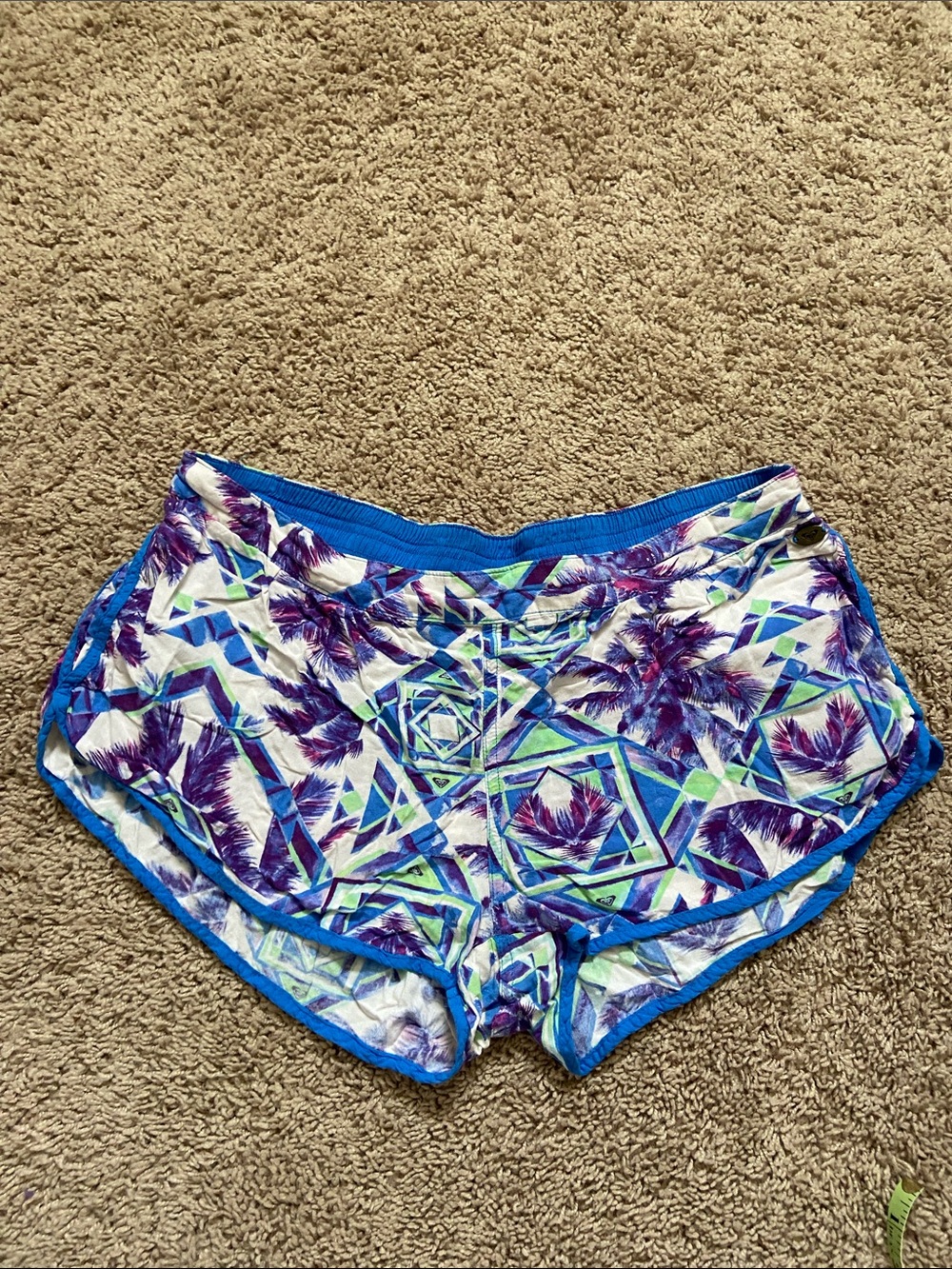 Roxy Blue & Purple Geometric Palm Print Lounge Shorts